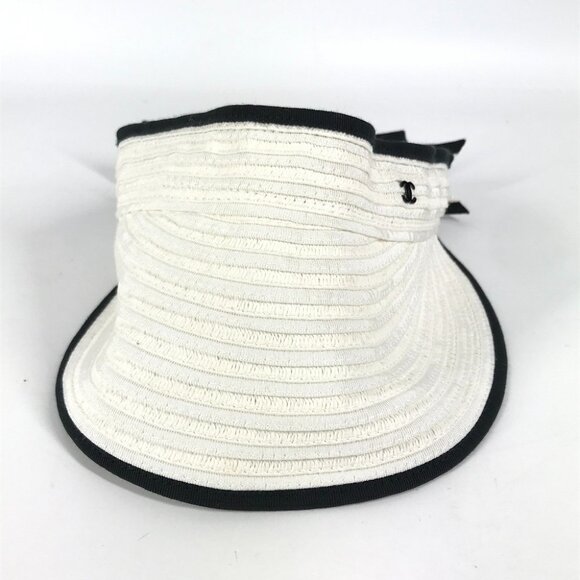 CHANEL 22P CC CC Mark Ribbon Ribbon hat Sun visor Raffia White main image 9